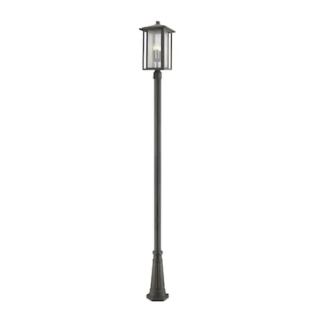 Z-Lite Aspen 3 Light Outdoor Post Mounted Fixture, Oil Rubbed Bronze And Clear Seedy 554PHXLR-519P-ORB